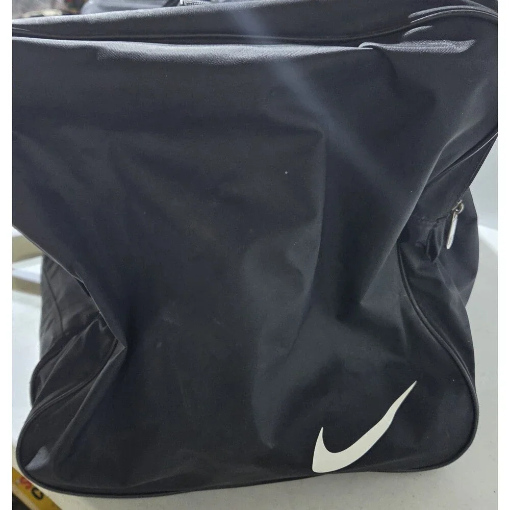 VTG 90’s Nike Swoosh Travel Duffle Bag Black 32” X 13”X 12”